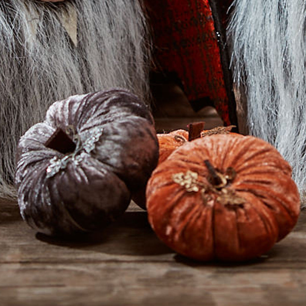 Velvet Pumpkins - Grey & Orange