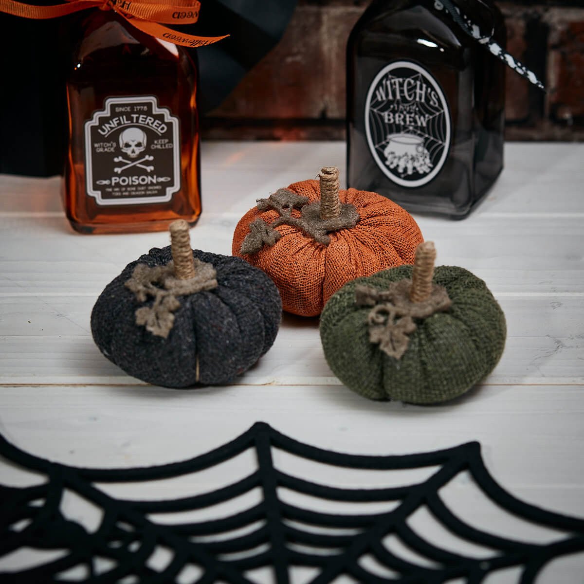 Knit Effect Fabric Pumpkins - Set of 3