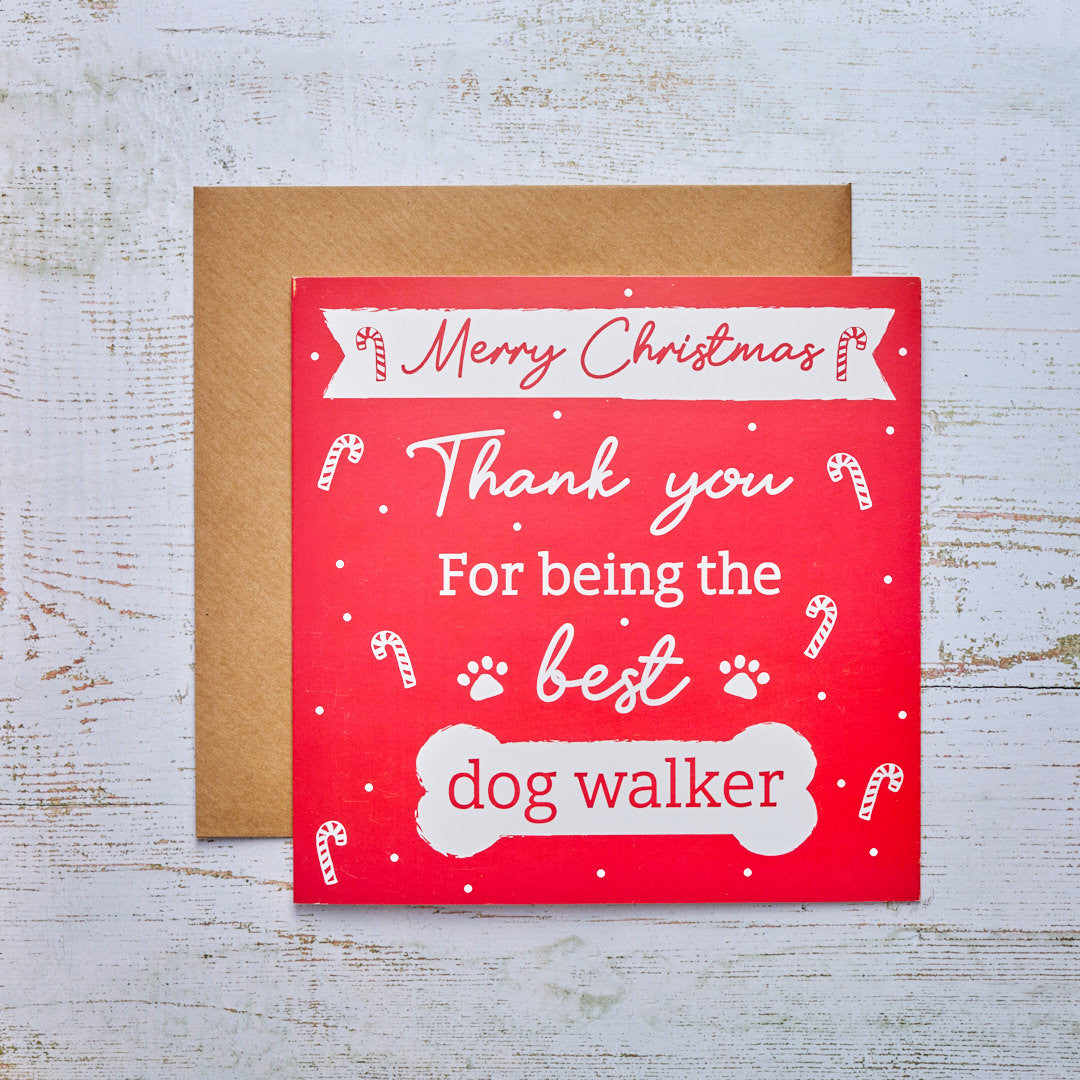 Merry Christmas Thank You Card - Best Dog Walker