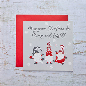 Christmas Gonks  - Merry & Bright Card .