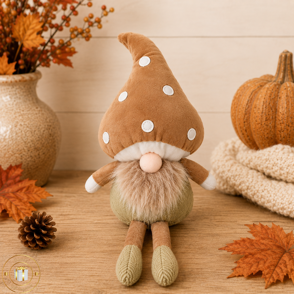 Autumn Woodland Mushroom Gonk - Shelf Sitter - Large