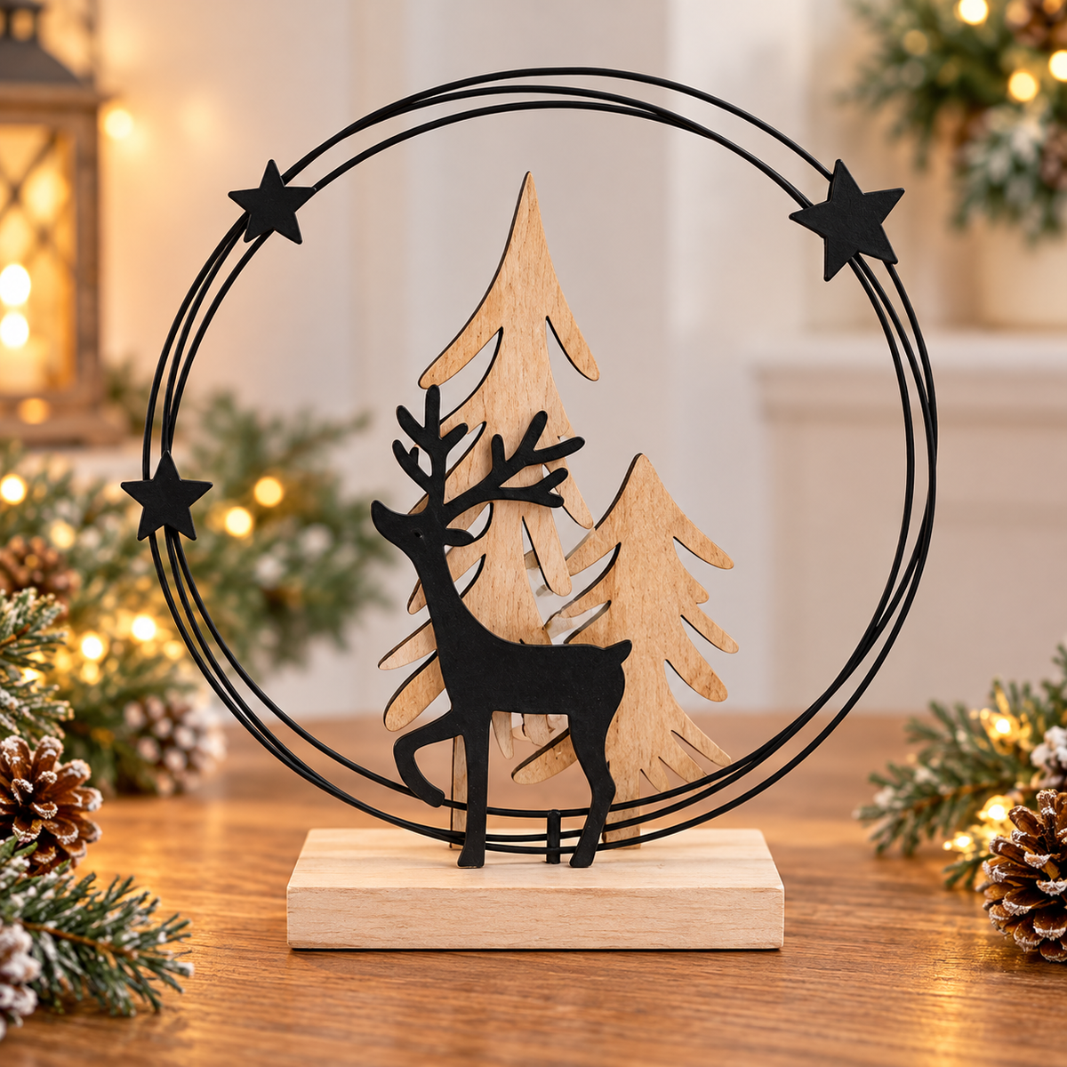 Silhouette Reindeer With Trees