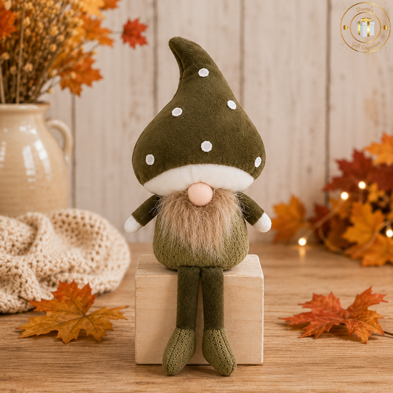 Autumn Woodland Mushroom Gonk - Shelf Sitter - Small