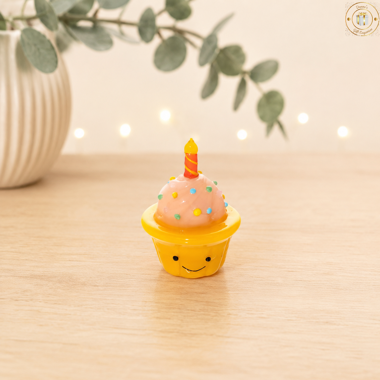 Glass Birthday Cake With Candle Keepsake