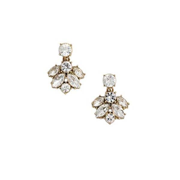 Cubic Zirconia Detail Drop Stud in Gold