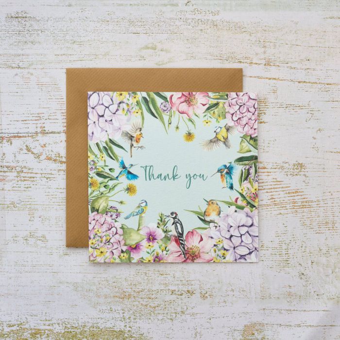 Thank You Card - Garden Birds