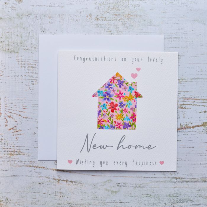 New Home Floral House Card