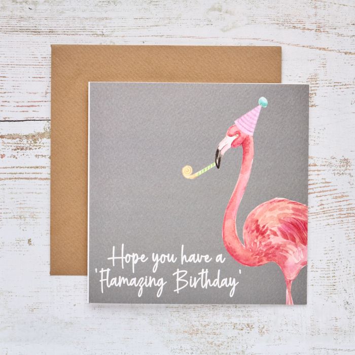 Happy Birthday Flamingo Party Hat Card