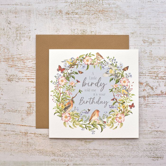 Happy Birthday Card Garden Birds A Little Birdy Told Me