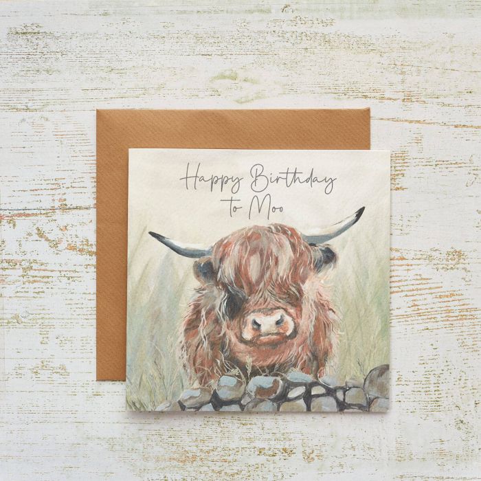 Happy Birthday To Moo Highland Cow Card