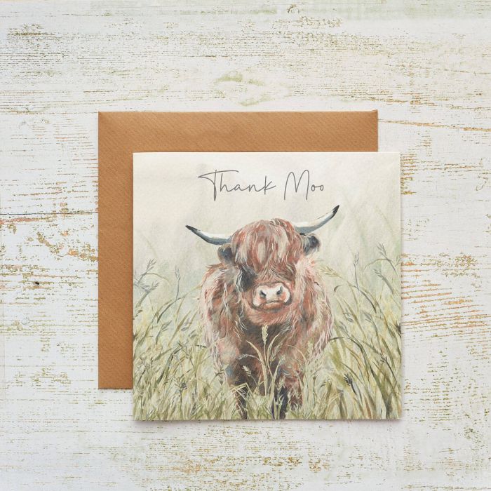 Highland Cow Thank You Moo Card