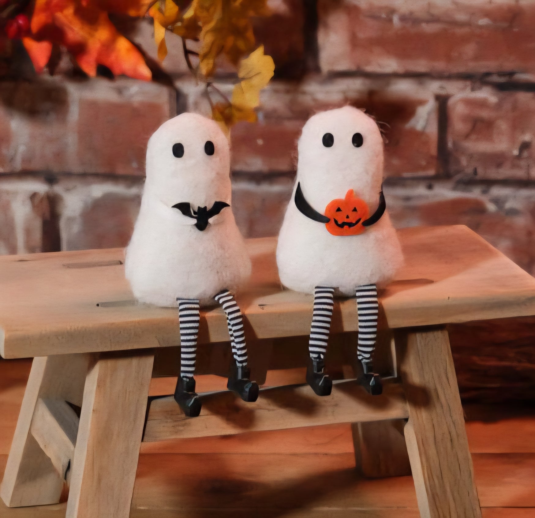 Ghost Shelf Sitters Bat & Pumpkin