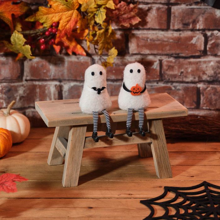 Ghost Shelf Sitters Bat & Pumpkin