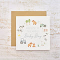 Welcome To The World New Baby Boy Card Farming Tractor Animals