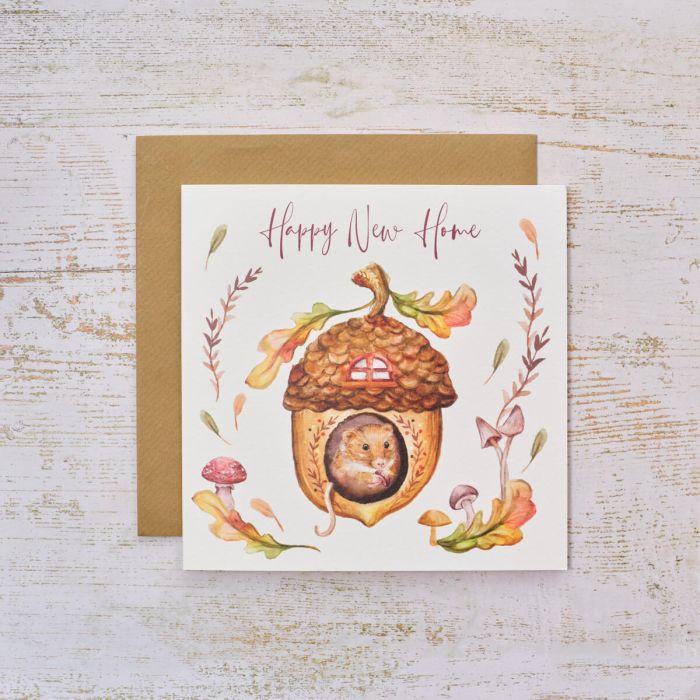 New Home Card - Autumn Mouse & Mushrooms
