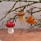 Autumnal Textile Acorn Leaf & Mushroom Hangers *** PRE-ORDER ***