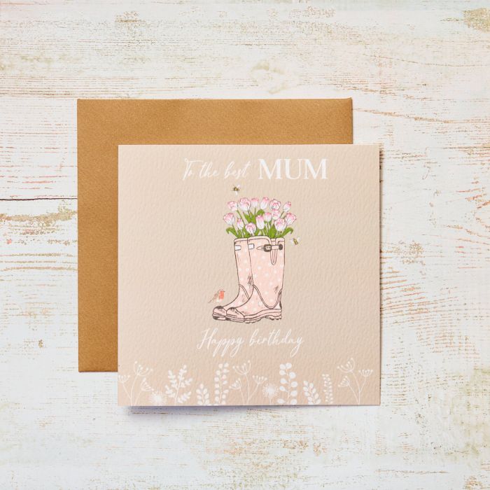 Wellingtons Happy Birthday Mum Card