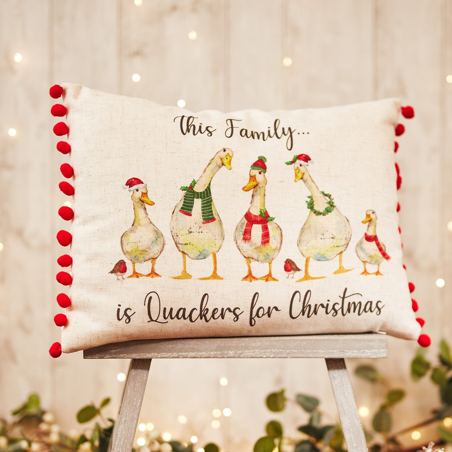 Christmas Quackers Duck Cushion
