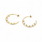 Clear Cubic Zirconia Hoop Earring in Gold