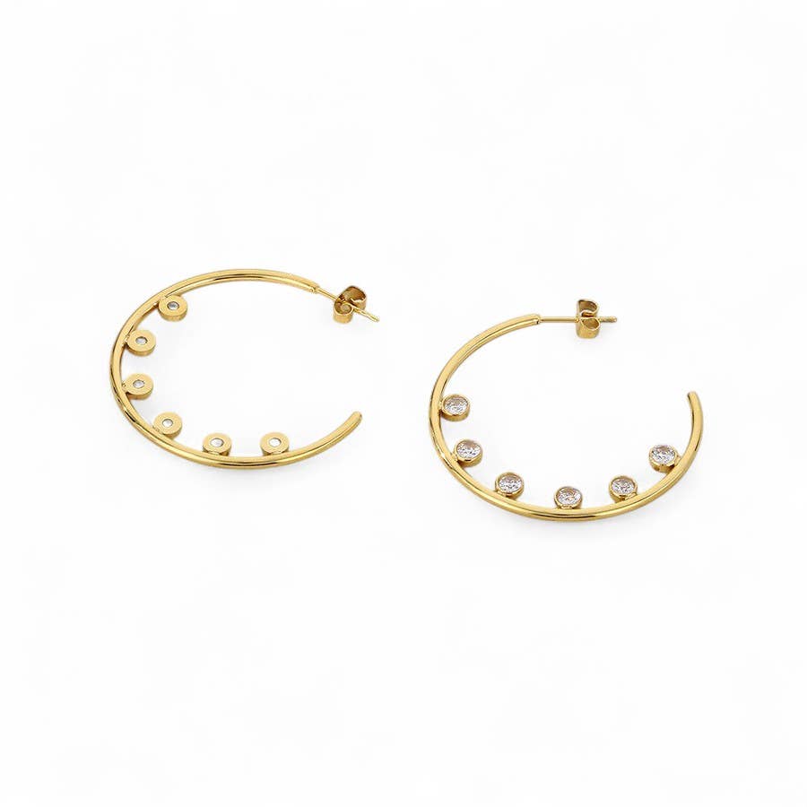 Clear Cubic Zirconia Hoop Earring in Gold