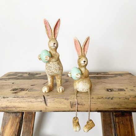 Rabbits With Green Dotty Eggs - Pair.