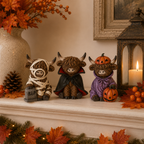 Halloween Highland Cow Ornaments – Vampire,  Mummy or Pumpkin