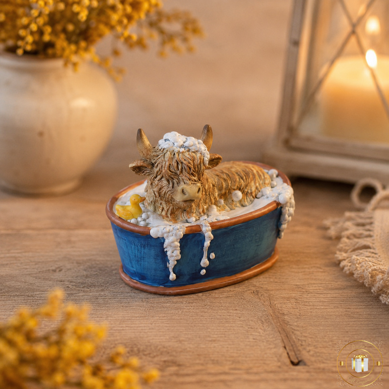 Highland Cow Bubble Bath With Duck
