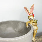 Christmas Plant Pot Santa Bunny With Star