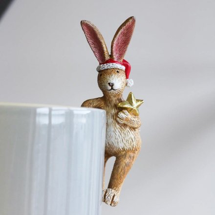 Christmas Plant Pot Santa Bunny With Star