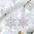 Silver/White Shimmering Snowflakes- Pair