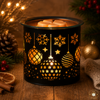 Tealight Wax Melter Burner and Candle Holder - Black & Gold Silhouette - Christmas Baubles