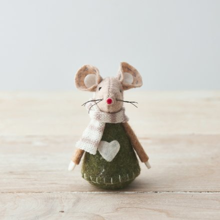 Fabric Green and Beige Mouse
