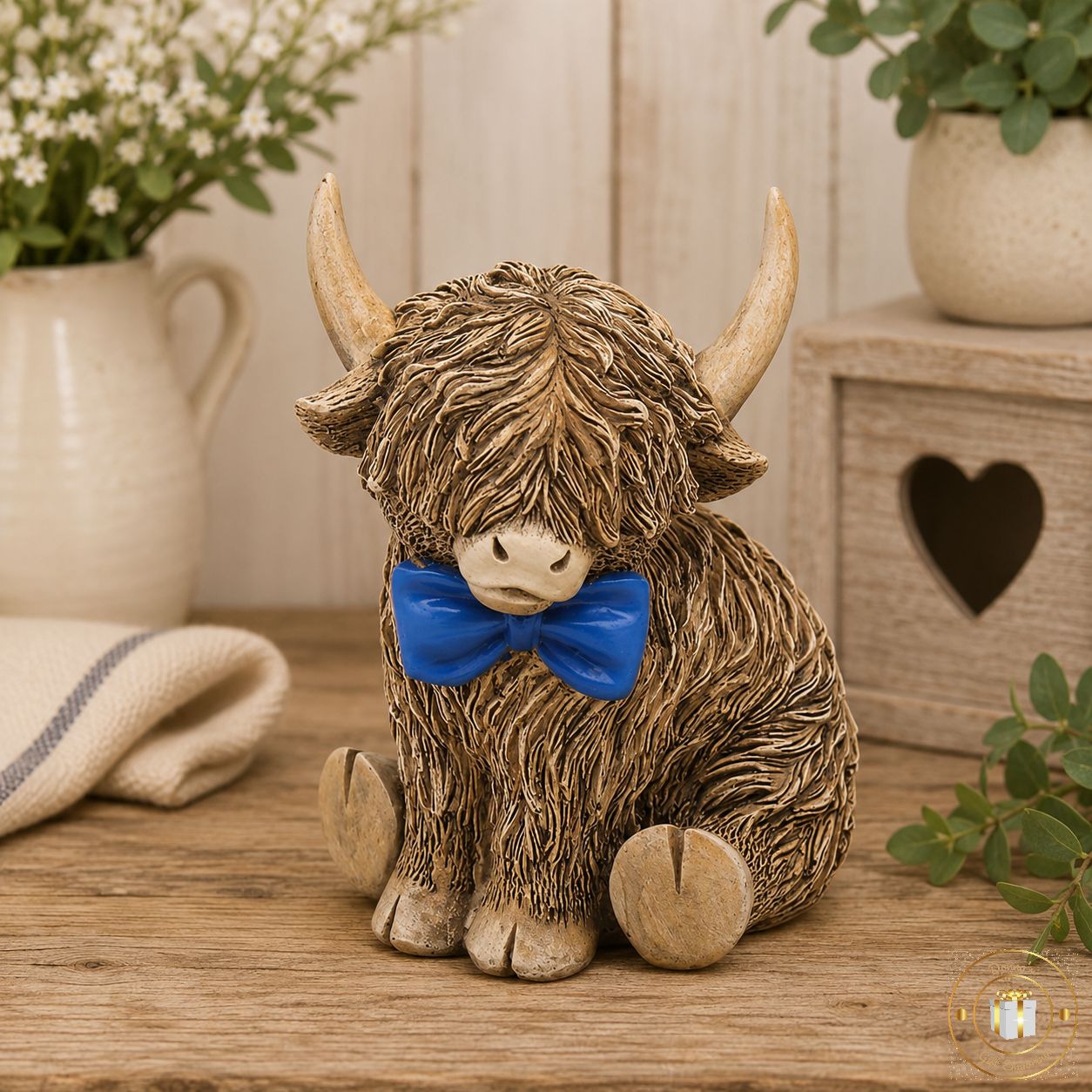 Stanley Highland Cow - Blue Dickie Bow Tie