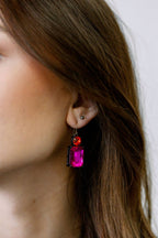 Twin Gem Earring in Pink & Orange