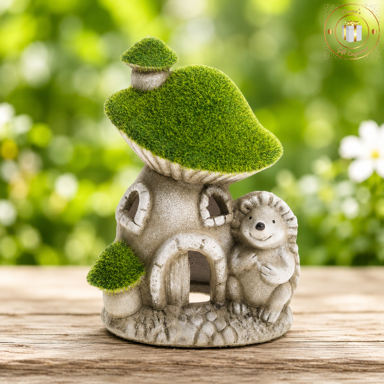 Whimsical Hedgehog Mushroom House Ornament
