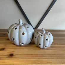 Load image into Gallery viewer, Grey Ceramic T-Light Holder Pumpkin - Small ..
