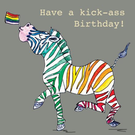 Zebra Kick-Ass Birthday Card