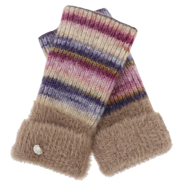 Super Soft Colour Block Fur Cuff Fingerless Glove