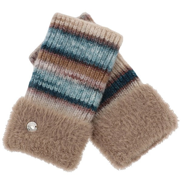 Super Soft Colour Block Fur Cuff Fingerless Glove