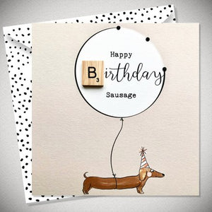 Happy Birthday Scrabble Sausage Dog Card