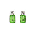 Mini Gem Earring in Silver with Lime & Clear