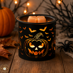 Tealight Wax Melter Burner and Candle Holder - Black & Gold Silhouette - Pumpkin