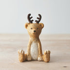 Rustic Bear With Reindeer Antlers