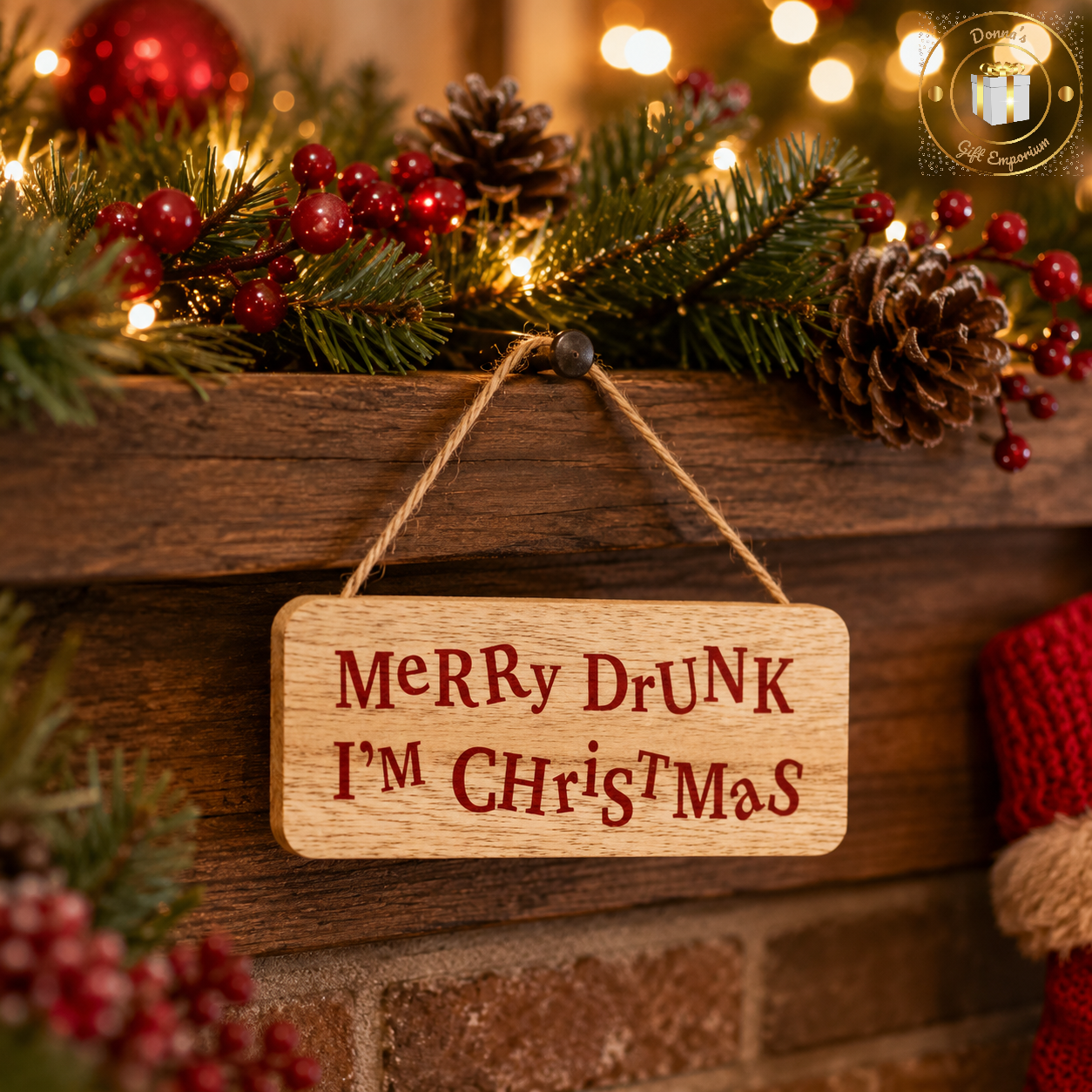 "Merry Drunk, I'm Christmas" Sign