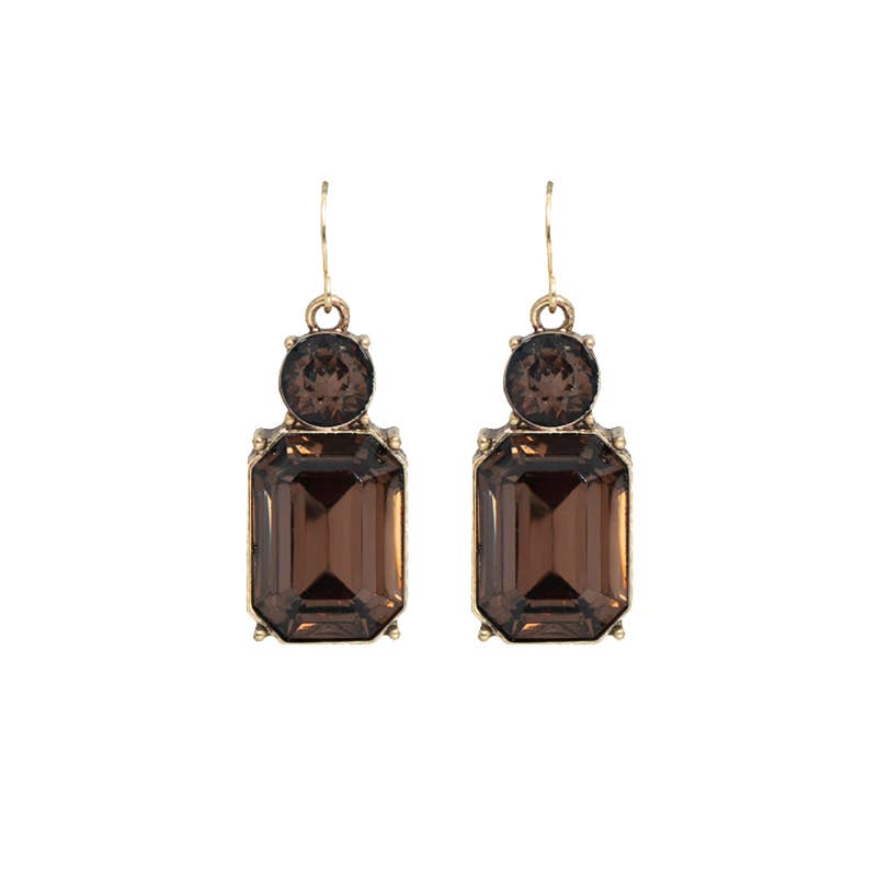Twin Gem Earring in Deep Brown