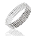 White Gold Plated 5 Row Diamante Bracelet