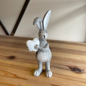 Billy The Grey Rabbit - Holding a White Heart