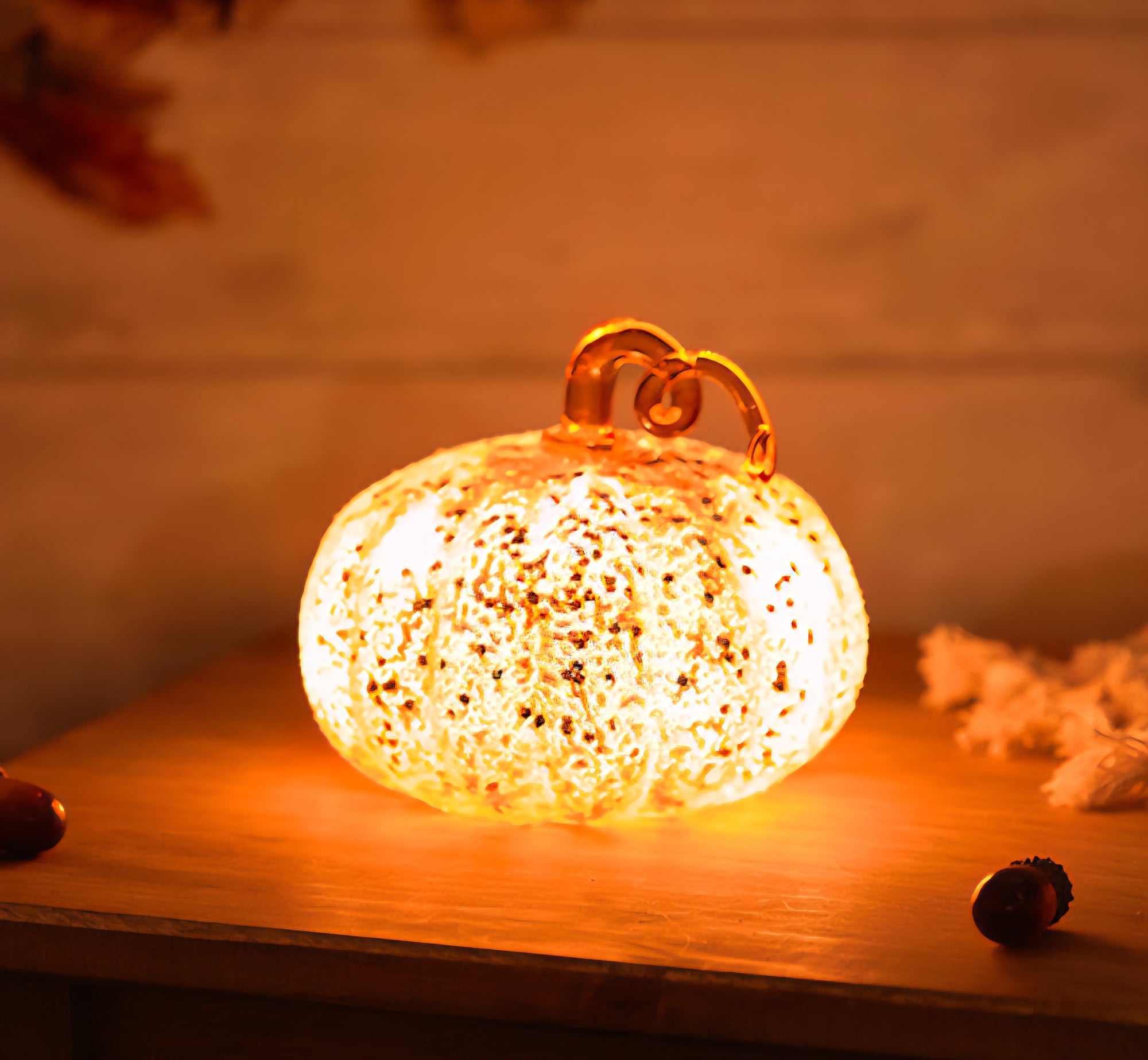 LED Glass Pumpkin - Orange - Small