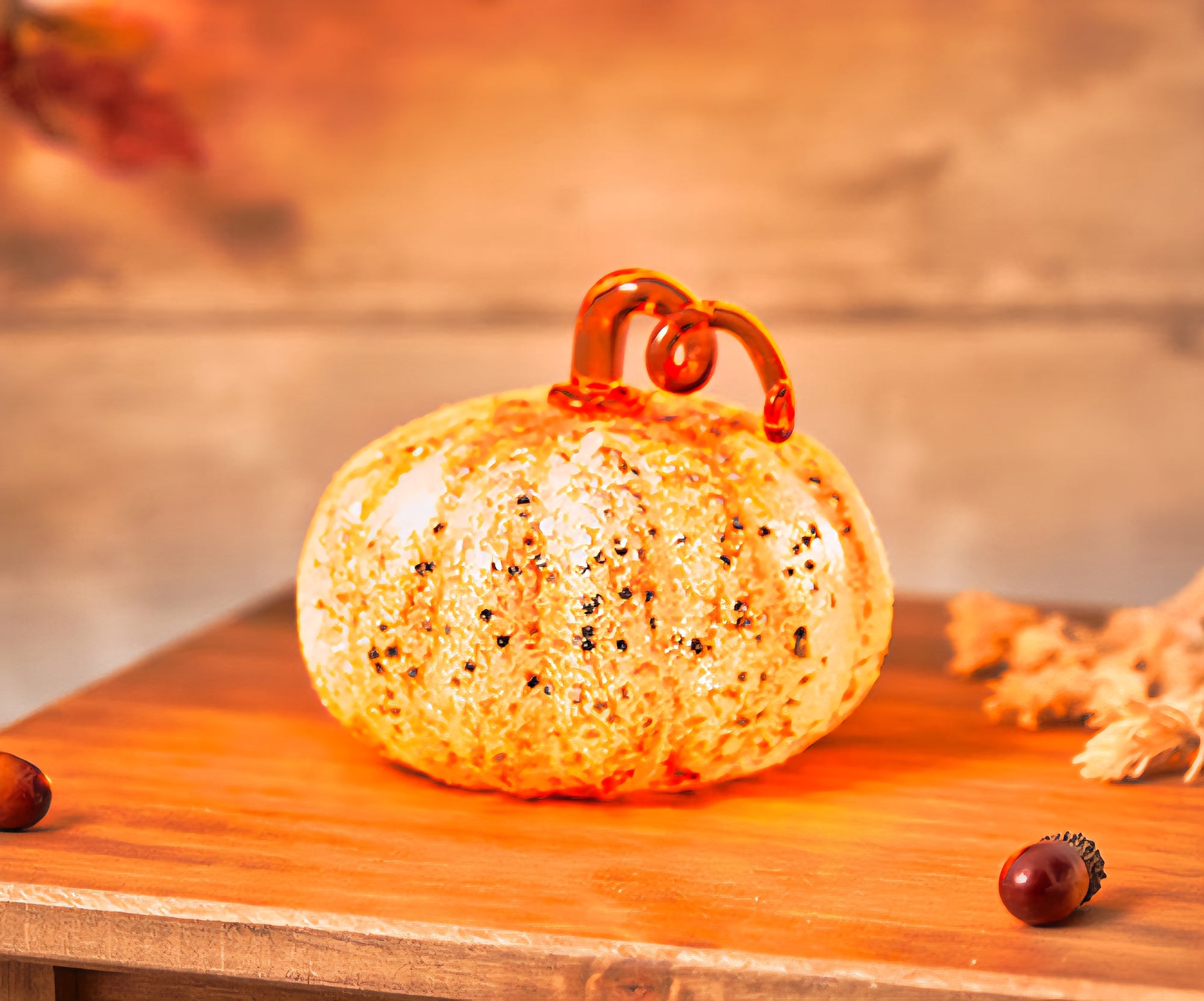 LED Glass Pumpkin - Orange - Small