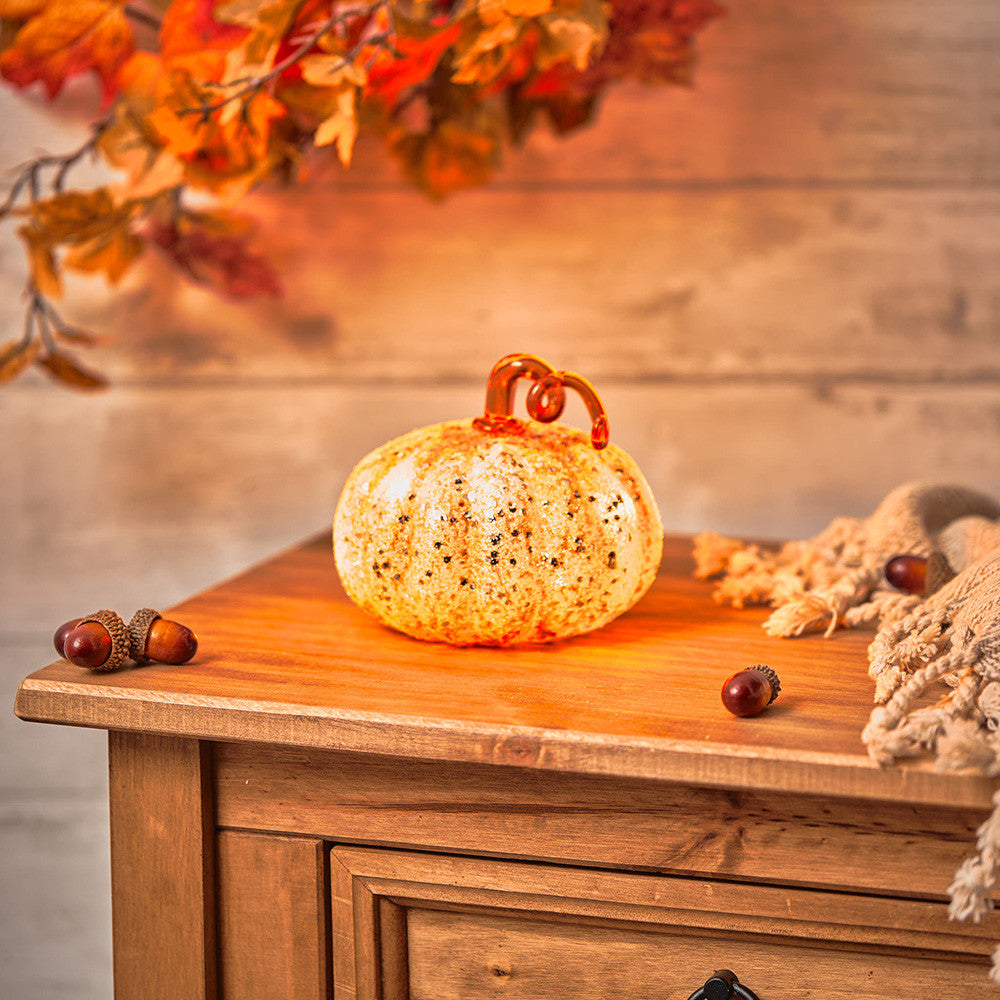 LED Glass Pumpkin - Orange - Small